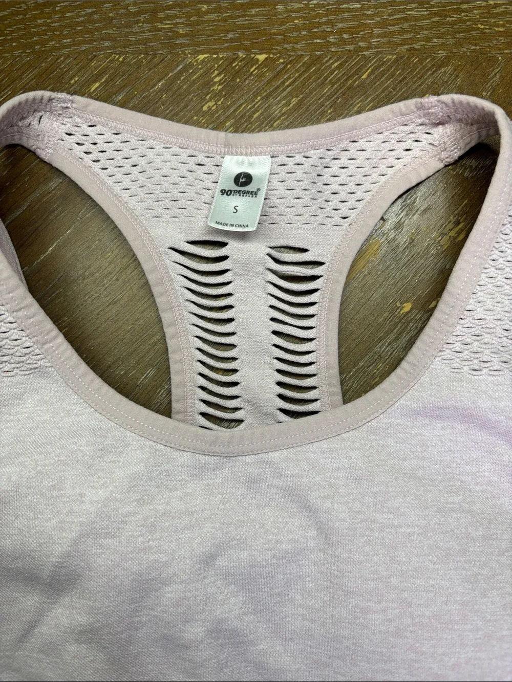 90 Degrees Mauve laser-cut hollow-out racerback & Avia White seamless Sports Bra